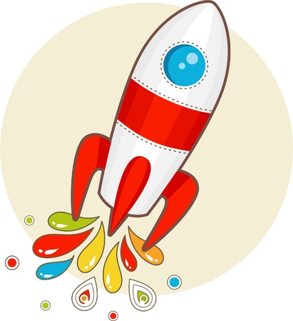 cartoon space rocket with patternsのイラスト素材