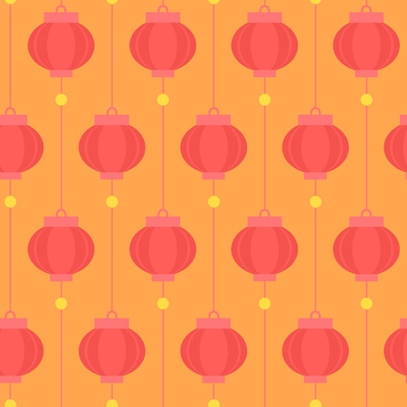 Seamless background with Chinese lanternsのイラスト素材