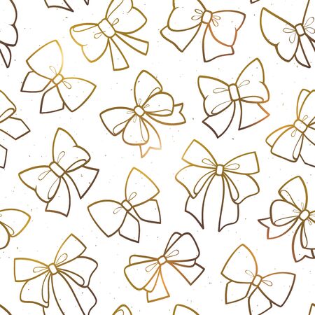 Cute seamless pattern with beautiful golden bows. Vector illustrationのイラスト素材
