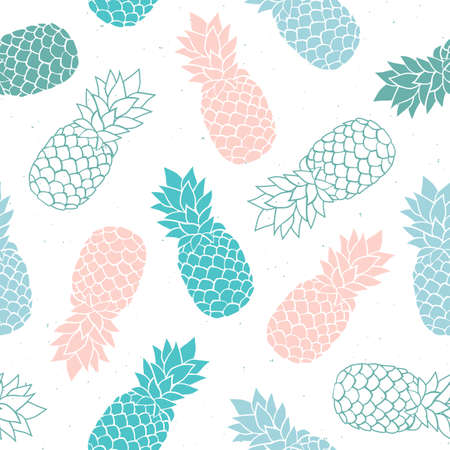 Vector seamless pineapple pattern, summer colorful tropical textile print