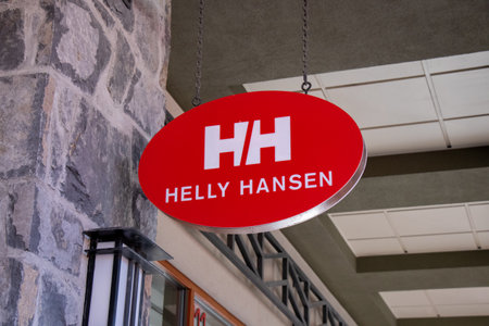 Whistler, Canada - July 5,2020: View of the entrance of Helly Hansen Store in Whistler Villageのeditorial素材