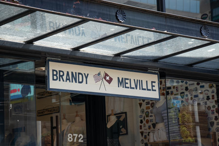 Vancouver,Canada - June 29,2020: View of sign of Brandy Melville Store on Granville Street in...