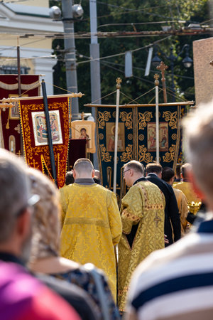 Alexander Nevsky Square. Annual religious procession with clergy