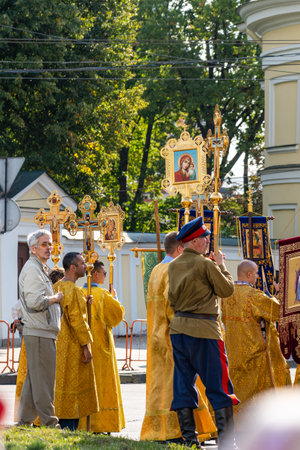 Alexander Nevsky Square, annual cross procession takes place with clergy