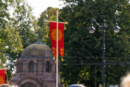 St. Petersburg, 09/12/23, Alexander Nevsky Square. celebration of Christians, where relics of Saint...