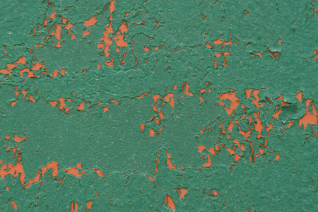 Old cracked paint on fence closeup. Texture, grunge texture, old cracked paint on fence close-upの写真素材