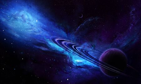 planet jupiter and the milky way, nebula, stars in space