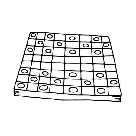 vector isolated element in doodle style, checkers board game, coloring bookのイラスト素材