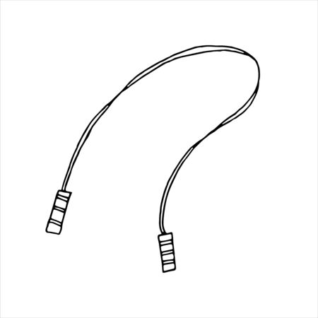 vector isolated element in doodle style, home exercise rope, coloring bookのイラスト素材
