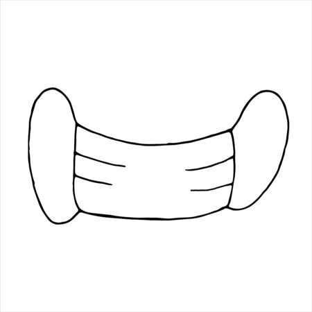 Doodle style vector isolated element, protective medical mask, coloring bookのイラスト素材