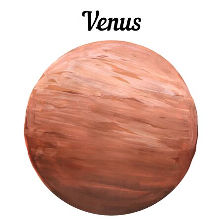 freehand drawing of the planet Venus with living materials, light brown planet on a white backgroundの写真素材