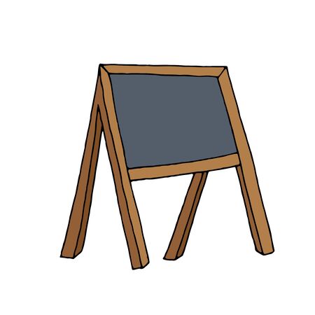 color vector isolated element in doodle style, easel for drawing, school boardのイラスト素材