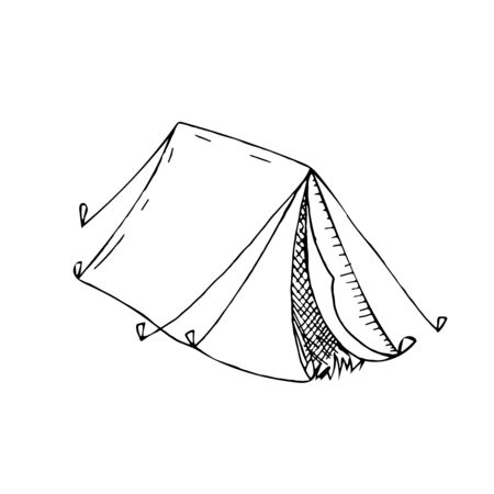hand-drawn vector illustration, tent for camping, element without backgroundのイラスト素材