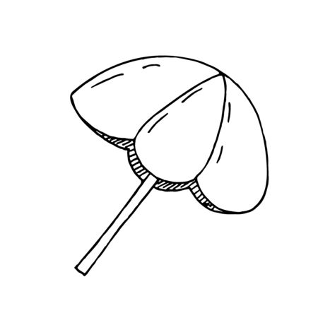 hand-drawn vector illustration, element without background, umbrella for a trip to nature and the beachのイラスト素材