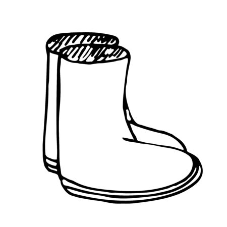 hand-drawn vector illustration, element without background, rubber boots for campingのイラスト素材