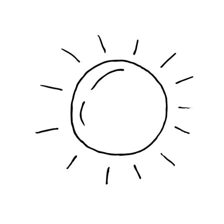 hand-drawn vector illustration, element without background, sunのイラスト素材