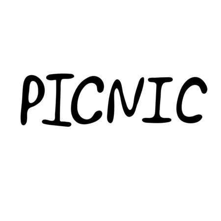 hand-drawn vector illustration, element without background, picnic, letteringのイラスト素材