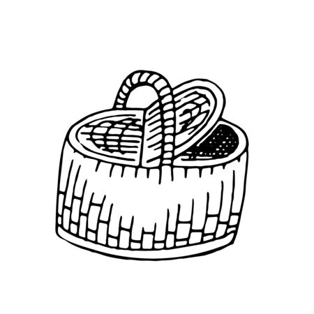 hand-drawn vector illustration, element without background, basket for campingのイラスト素材