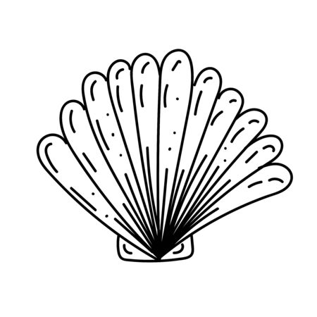 vector element, black and white drawing of a marine inhabitant, doodle coloring, shellのイラスト素材