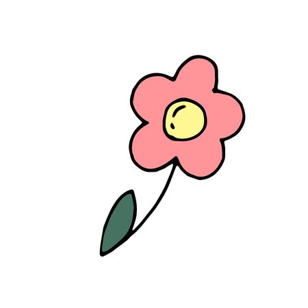 vector color hand-drawn illustration, element without background, pink flowerのイラスト素材