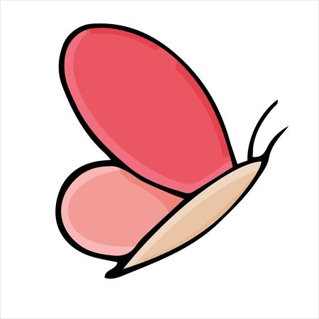 doodle style vector element, drawing, cute butterfly colorのイラスト素材