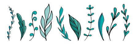 vector set of elements in doodle style, drawing, cute butterflyのイラスト素材