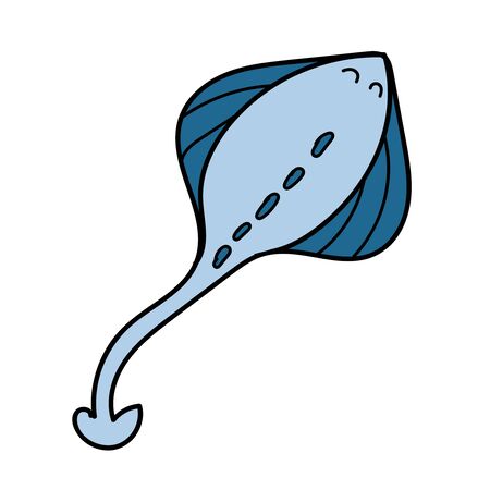 color vector element, drawing of a marine inhabitant, doodle coloring, cute stingrayのイラスト素材