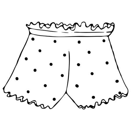 set of female sexy underwear - cute panties shorts, vector elements in doodle style with black outlineのイラスト素材