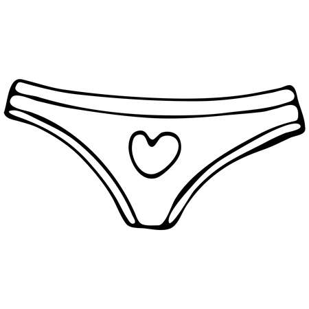set of female sexy underwear - cute underpants, vector elements in doodle style with black outlineのイラスト素材