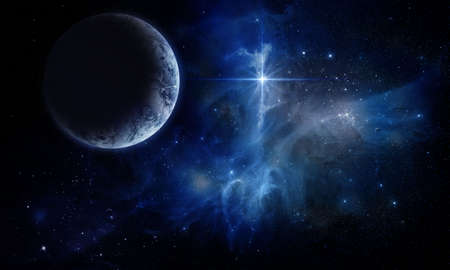 abstract space 3D illustration, 3d image, 3d rendering, background image, planets in space in the...