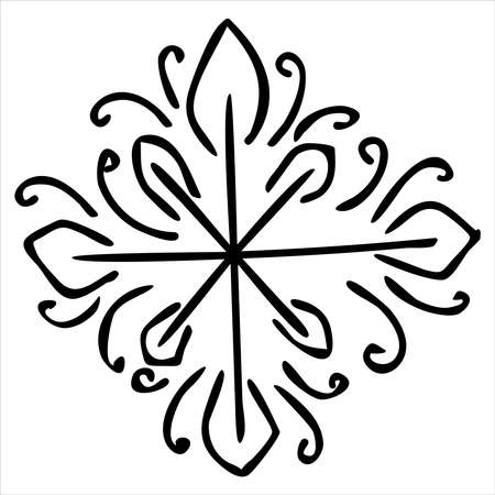 hand drawn snowflake cute winter doodle coloring book doodle style vector elementのイラスト素材