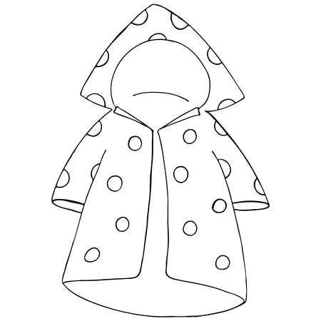 raincoat vector black and white doodle elementのイラスト素材