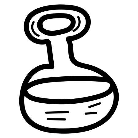 glass test tube with medicine, coloring book, isolated object, vector medical doodlesのイラスト素材