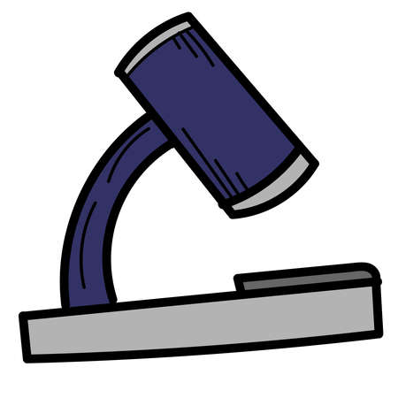 blue microscope for examining analyzes, isolated object, vector medical doodles
