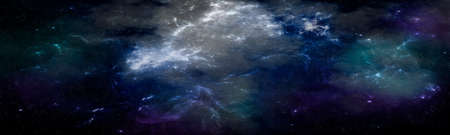 abstract space background, nebula, stars shine and shine, 3d illustration, rendering, horizontal 3d imageの写真素材
