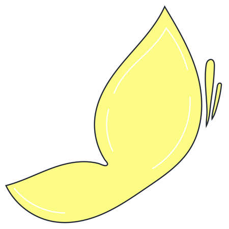 cute light butterfly with yellow wings, color vector element in flat style with outlineのイラスト素材