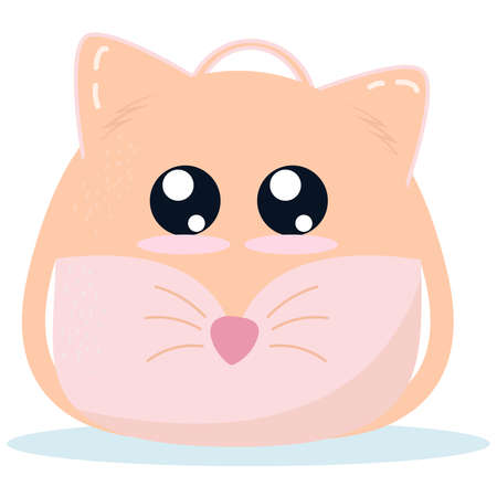 kids funny backpack in the form of a red fox, vector element in flat styleのイラスト素材