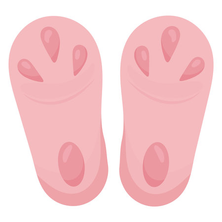 funny pink rabbit feet, cute flat style vector element isolated on white backgroundのイラスト素材