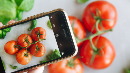 Fresh organic tomatoes.の写真素材
