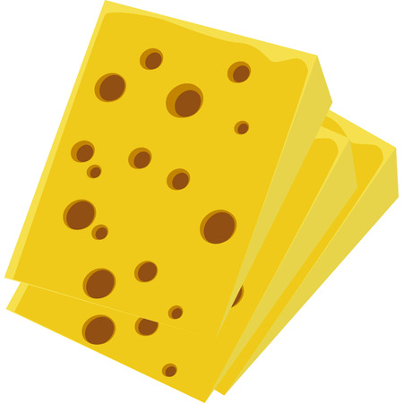 large slice of good swiss cheese with holesのイラスト素材