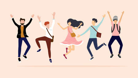 Illustration happy Dancing young peplo, Dancing friends character.