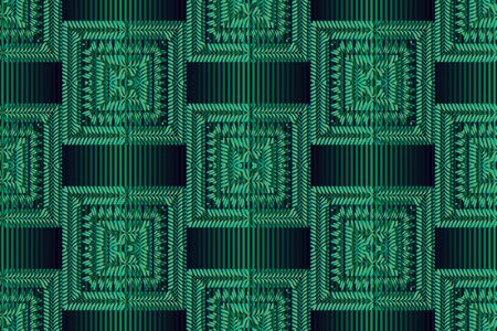 Seamless green patterns on green striped backgroundのイラスト素材