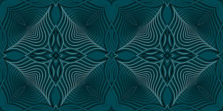 Turquoise abstract symmetric background is computer graphics and can be used in the design of textiles, in the printing industry, in a variety of design projectsの写真素材