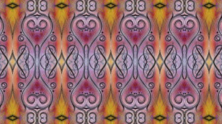 Red abstract symmetric background is computer graphics and can be used in the design of textiles, in...