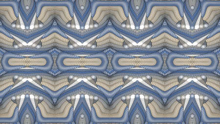 Blue and beige abstract symmetric background is computer graphics and can be used in the design of textiles, in the printing industry, in a variety of design projectsの写真素材