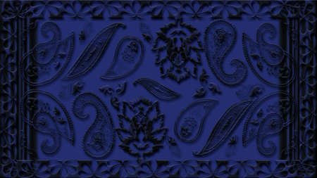Abstract background with symmetric patterns in blue colors. Can be used for prints on fabrics and clothes, in the interior.の写真素材