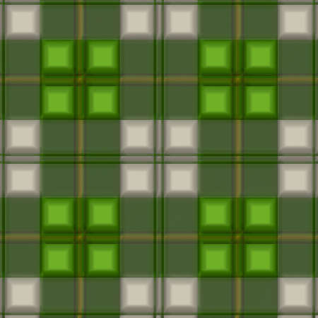 Green stylized checkered background for prints, fabrics, designs, clothes. A cell is like a Scottish tartanの写真素材
