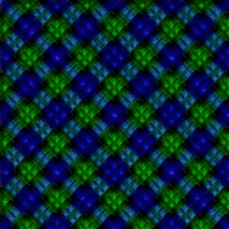Green and blue stylized checkered background for prints, fabrics, designs, clothes. A cell is like a Scottish tartanの写真素材