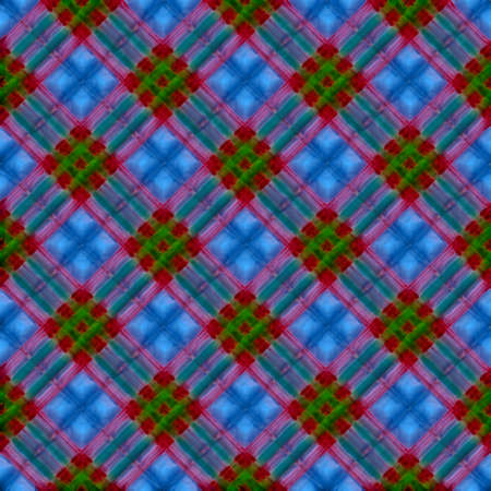 Red and blue stylized checkered background for prints, fabrics, designs, clothes. A cell is like a...