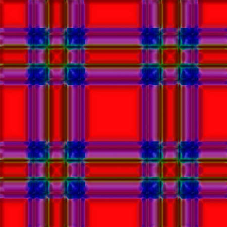 Red and blue stylized checkered background for prints, fabrics, designs, clothes. A cell is like a Scottish tartanの写真素材